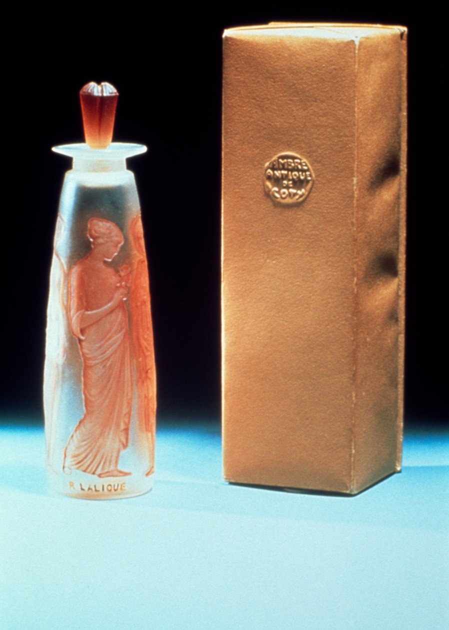 Flacon de vidro para o perfume Ambre Antique da Coty de Rene Jules Lalique