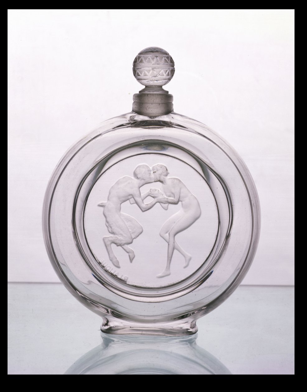 O Beijo da Fauna, garrafa de vidro transparente para Molinard by Lalique de Rene Jules Lalique
