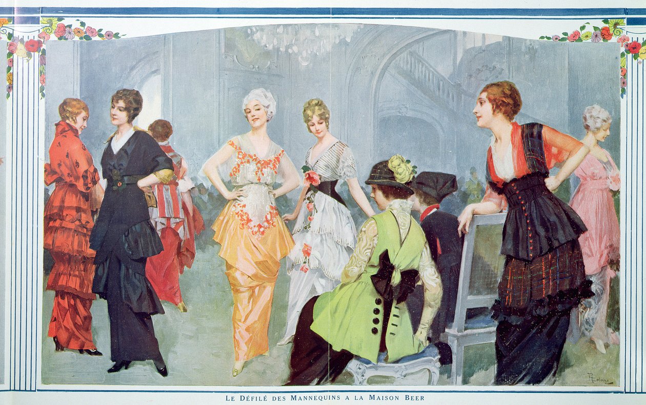 Desfile de moda na Beer House, de &39;The Happy Life&39;, março de 1914 de Rene Lelong