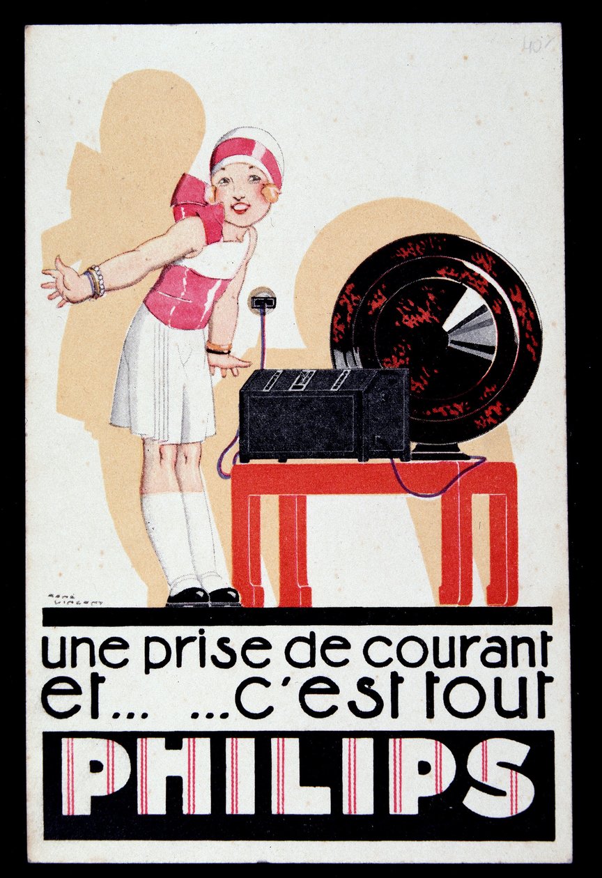 Publicidade para o aparelho de rádio Philips, v.1930 de Rene Vincent