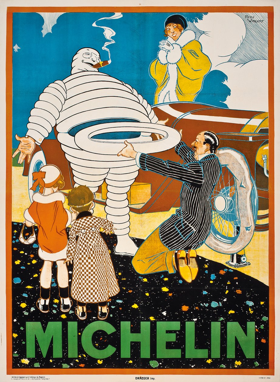 Cartaz publicitário da Michelin, c. 1925 de Rene Vincent