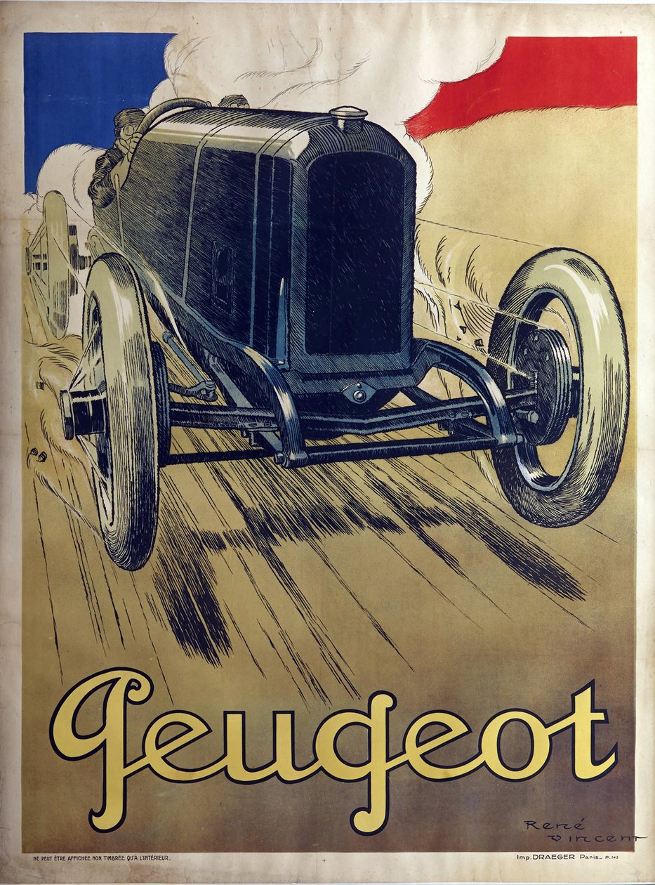 Peugeot - Vincent, René (1879-1936) - 1912 - Litografia a cores - 160x120 - Coleção Particular de Rene Vincent