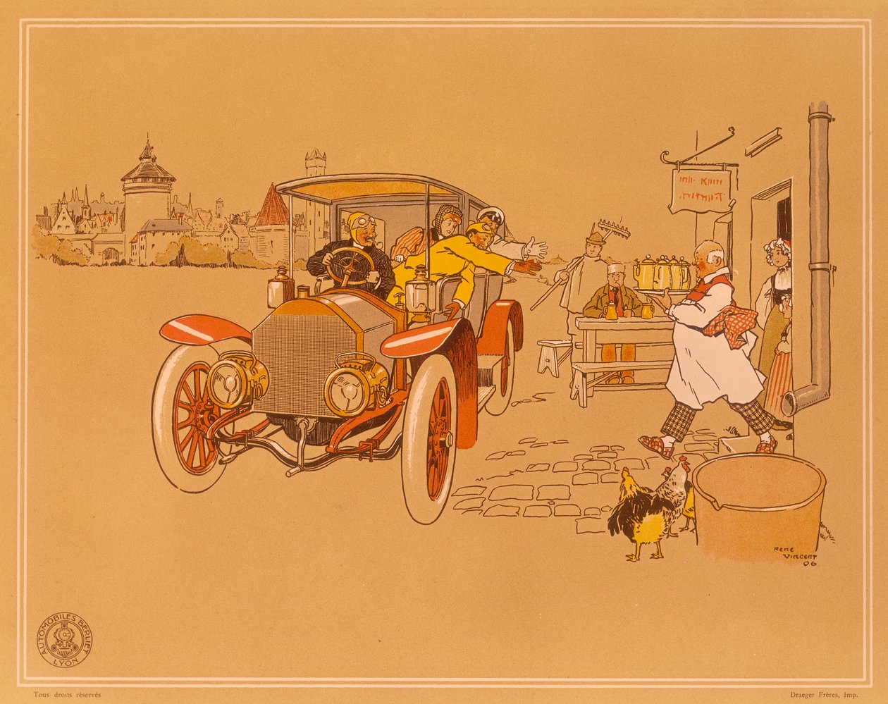 Cartaz publicitário carros Berliet, 1906 de Rene Vincent