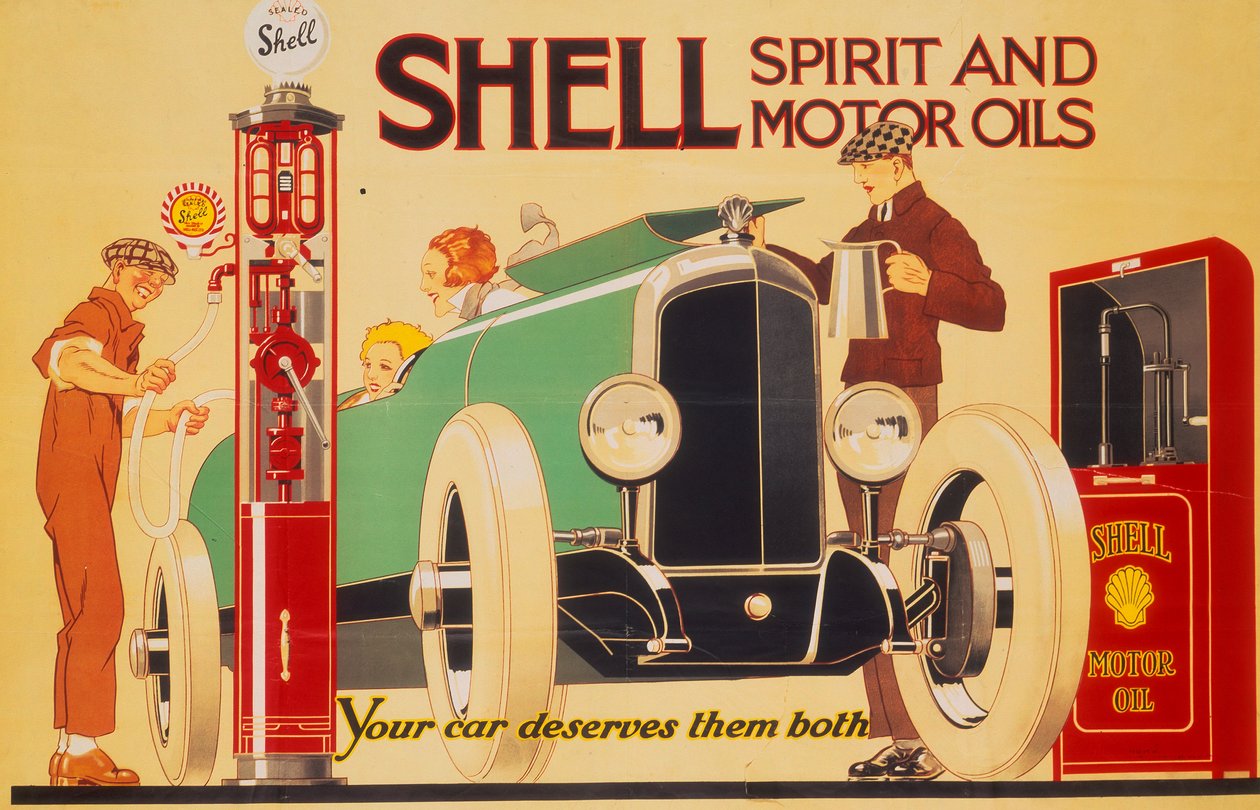 Cartaz publicitário Shell Spirit e óleos de motor. de Rene Vincent