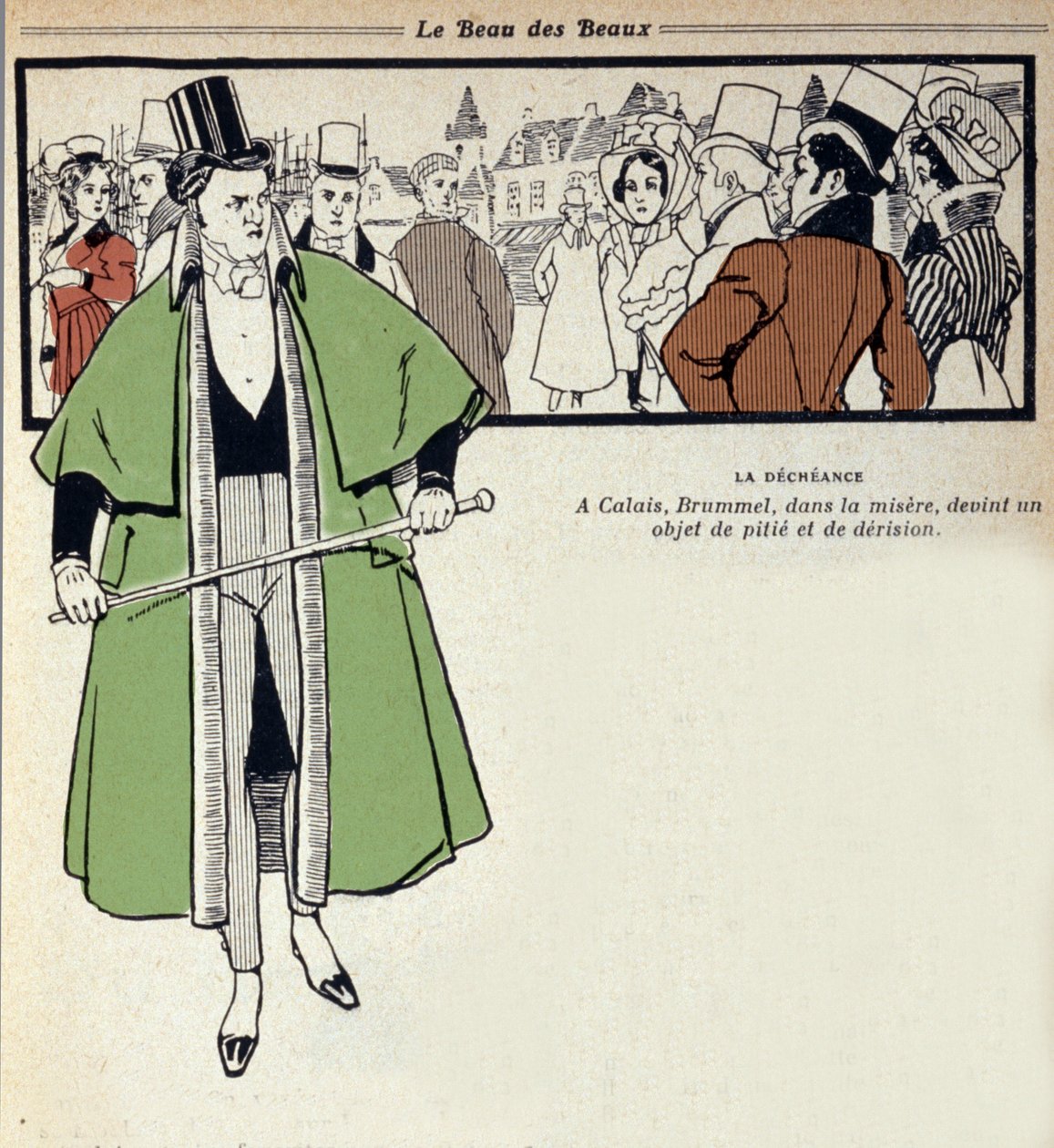 Representação de George Bryan Brummel, conhecido como Beau Brummel (1778 - 1840), Rei dos Dandys: este último está exilado em Calais. Ilustração de René Vincent (1879-1936). Século XIX de Rene Vincent