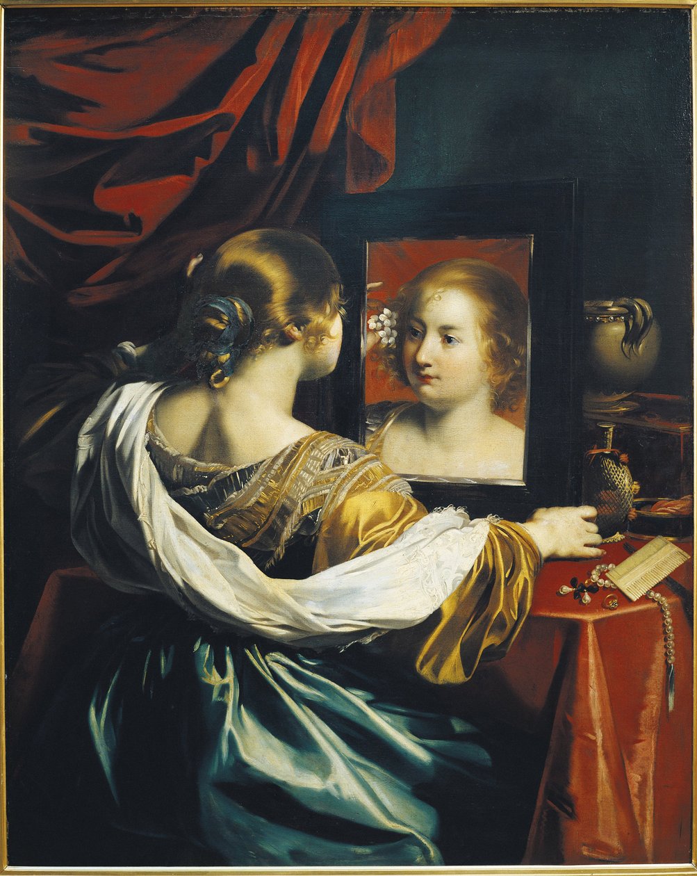 Vaidade ou jovem em seu banheiro, c. 1626 de Renieri