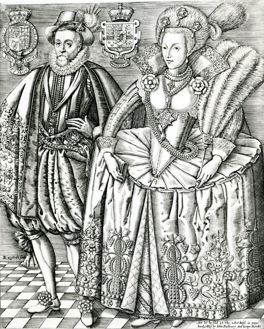 Retrato de James I e Anne da Dinamarca, 1618 de Renold Elstrack