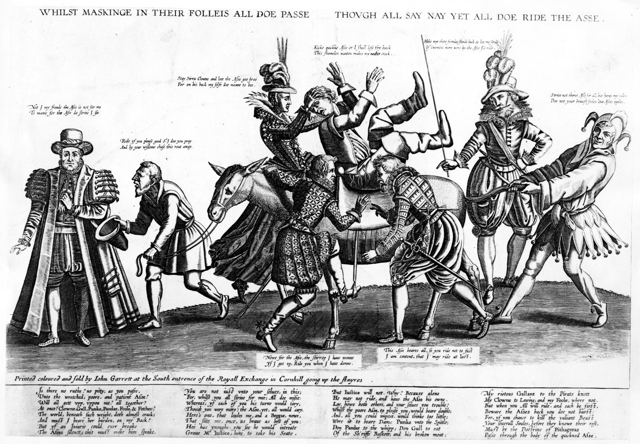 Enquanto o maskinge em suas folleis todos passam, embora todos digam que não, ainda assim todos fazem o asse, 1607 de Renold Elstrack