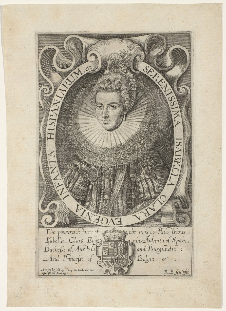 Portret de Isabella Clara Eugenia Sereníssima Isabella Clara Eugenia Infanta da Espanha (título no objeto) de Renold Elstrack