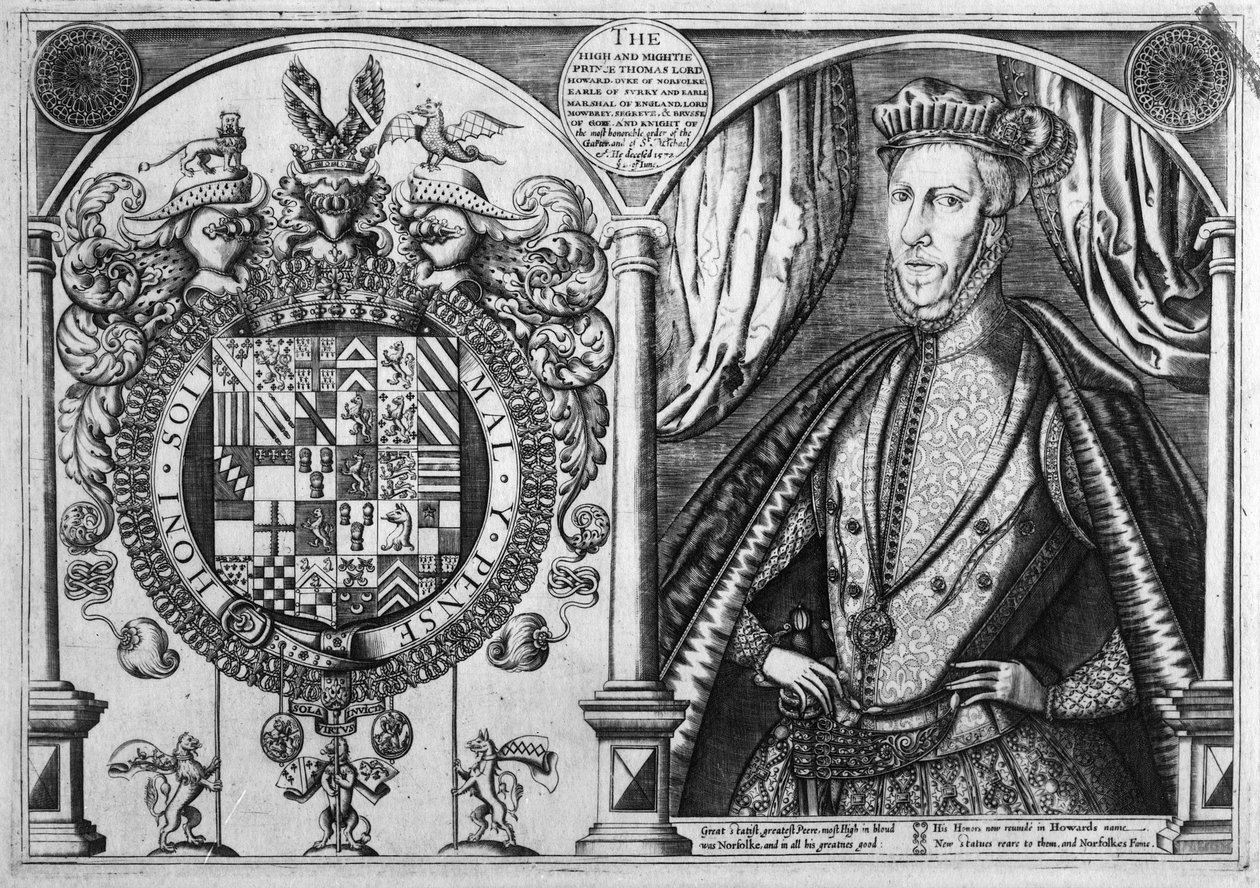 Thomas Howard, 4º Duque de Norfolk e seu brasão de armas, 1616 de Renold Elstrack