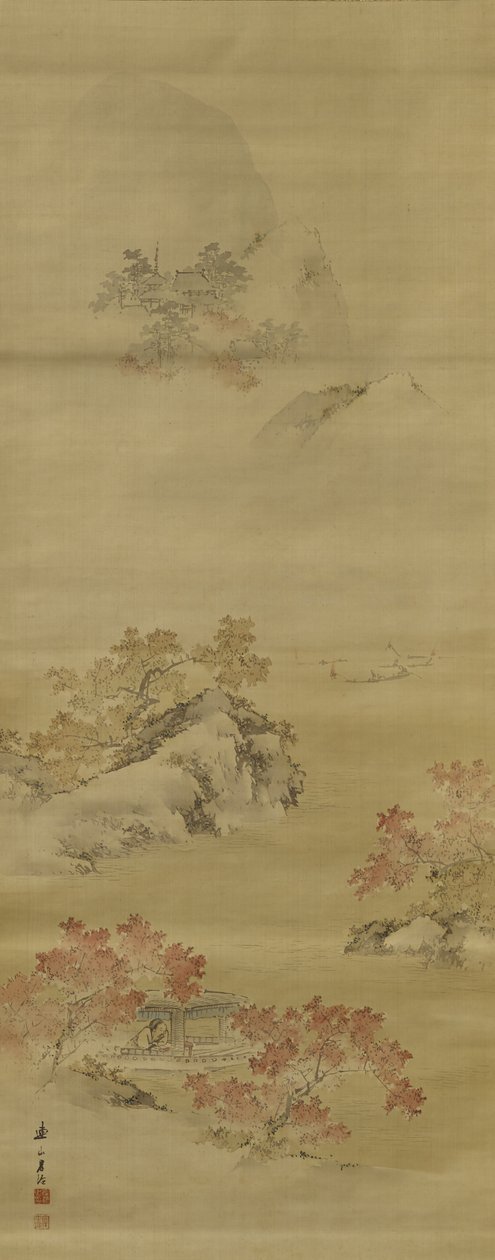 Paisagem de outono (tinta e cores na seda) de Renzan Kishi