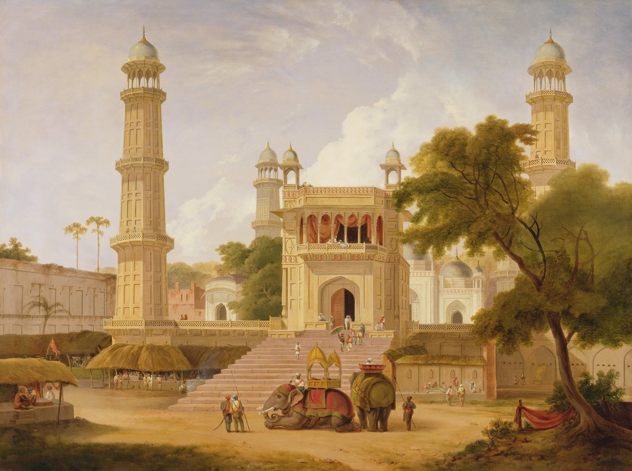 Templo indiano, dito ser a mesquita de Abo-ul-Nabi, Muttra, 1827 de Rev. Edward Thomas Daniell