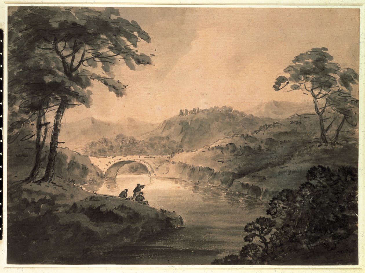 Paisagem (caneta e tinta a lavar) de Rev. William Gilpin