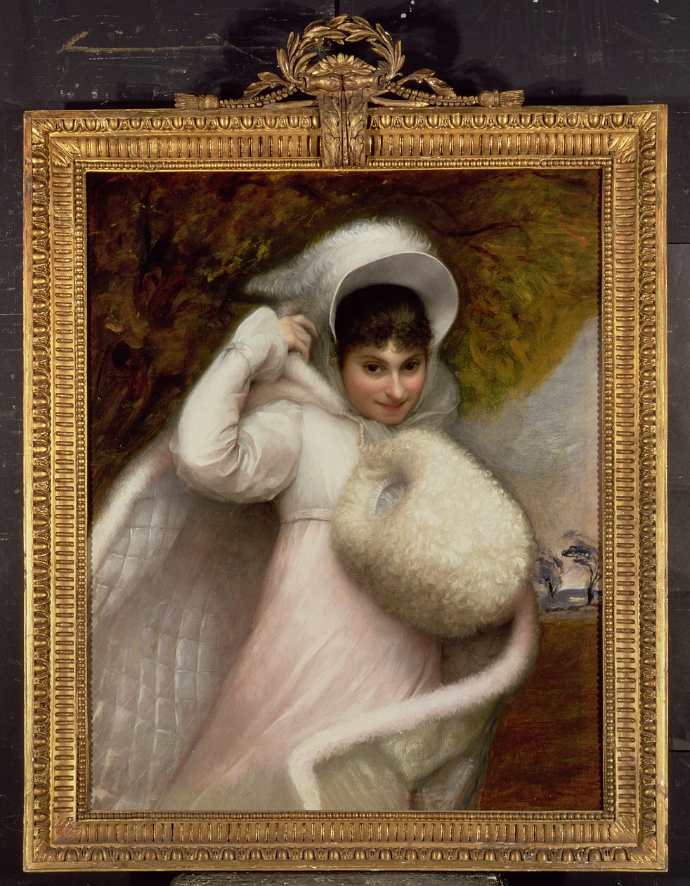 Retrato de uma senhora em um vestido branco de Rev. Mathew William Peters