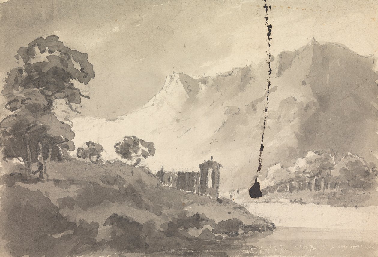 Paisagem com Castelo, Rio e Montanha de Rev. William Gilpin