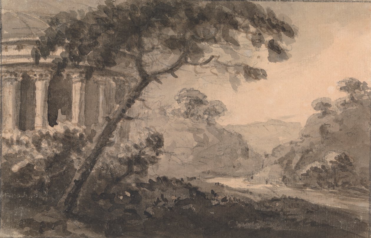 Paisagem com Edifício Clássico à Esquerda de Rev. William Gilpin
