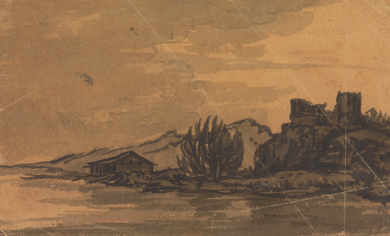 Paisagem com casa na margem do rio de Rev. William Gilpin