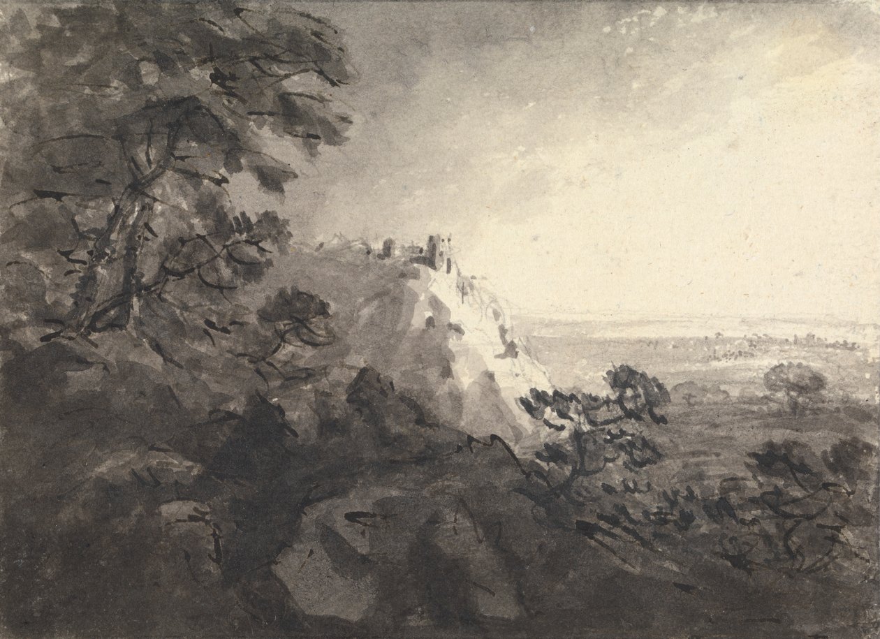 Paisagem com um Castelo numa Colina no Centro da Distância de Rev. William Gilpin