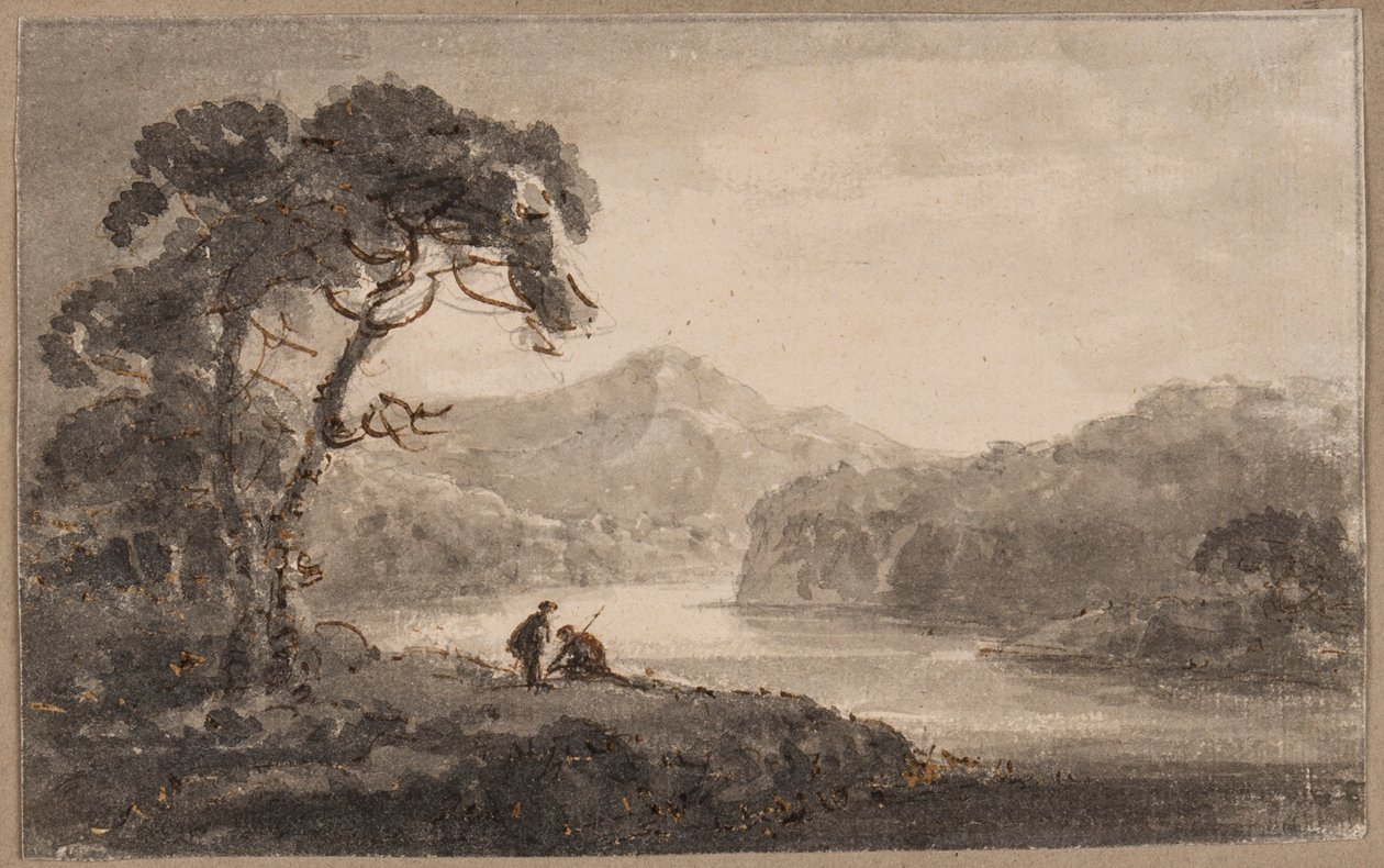 Paisagem do rio (caneta, pincel e tinta no papel) de Rev. William Gilpin