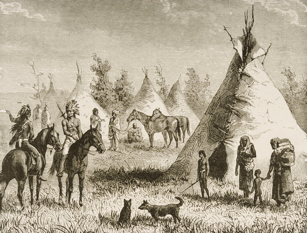Uma aldeia Sioux, c.1880 de Reverend Samuel Manning