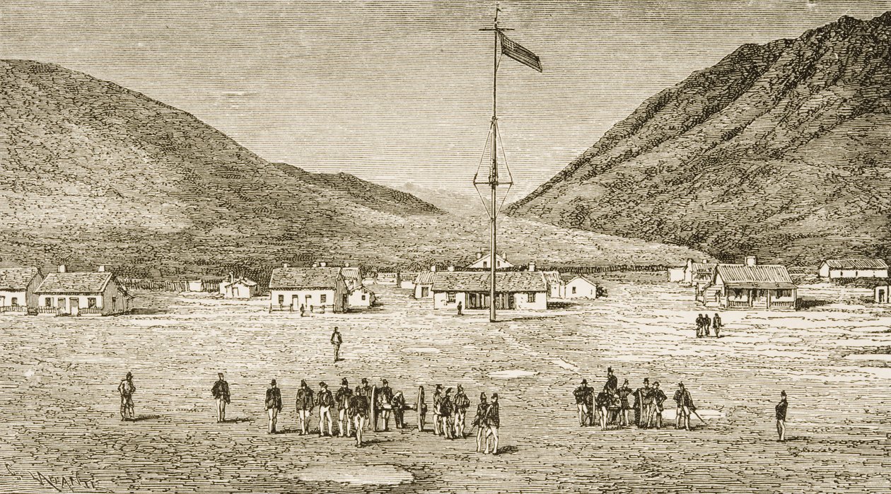 Fort Douglas Camp e Red Buttes Ravine perto de Salt Lake City, Utah, de 1870, cerca de 1880 de Reverend Samuel Manning