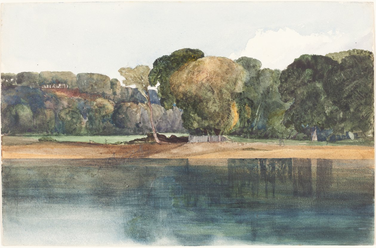 Paisagem com árvores e água (aquarela e grafite) de Reverend James Bulwer