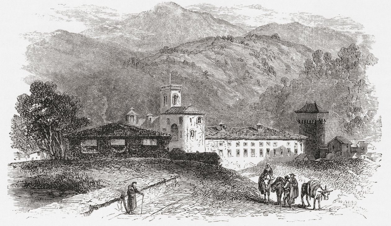 Convento em Vallombrosa, Florença, Itália, no final do século XIX. De Italian Pictures do Rev. Samuel Manning, publicado por volta de 1890. de Reverend Samuel Manning