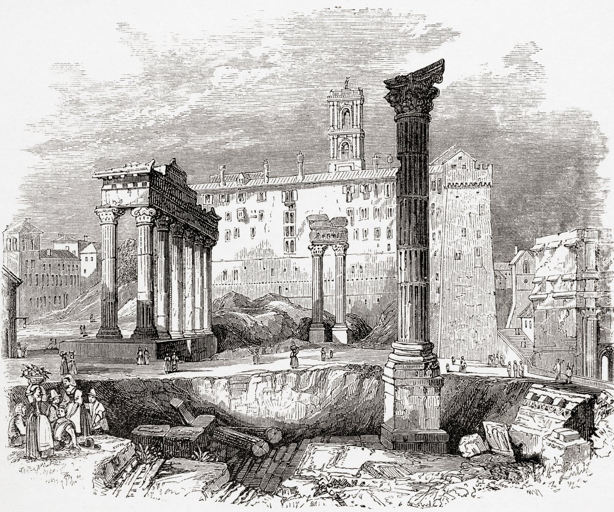 No Fórum, olhando para o Capitólio, Roma, Itália, no final do século XIX. De Italian Pictures do Rev. Samuel Manning, publicado por volta de 1890. de Reverend Samuel Manning
