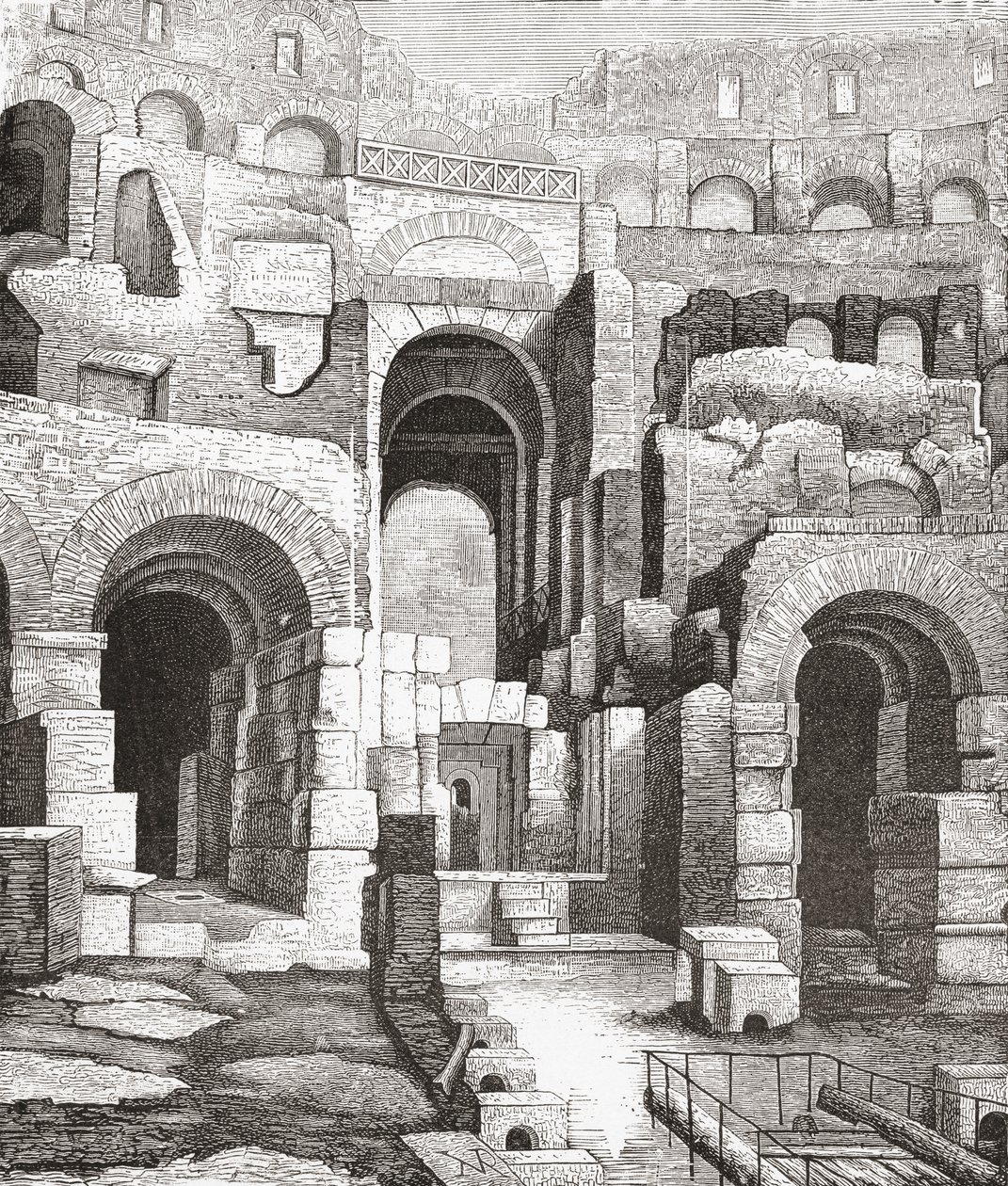 Interior do Coliseu, Roma, Itália, desde as escavações de 1874. De Italian Pictures do Rev. Samuel Manning, publicado em 1890. de Reverend Samuel Manning