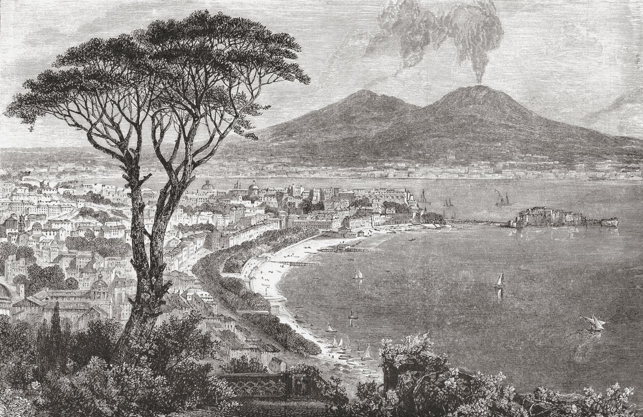 Nápoles e o Monte Vesúvio, Itália, no final do século XIX. De Italian Pictures do Rev. Samuel Manning, publicado por volta de 1890. de Reverend Samuel Manning