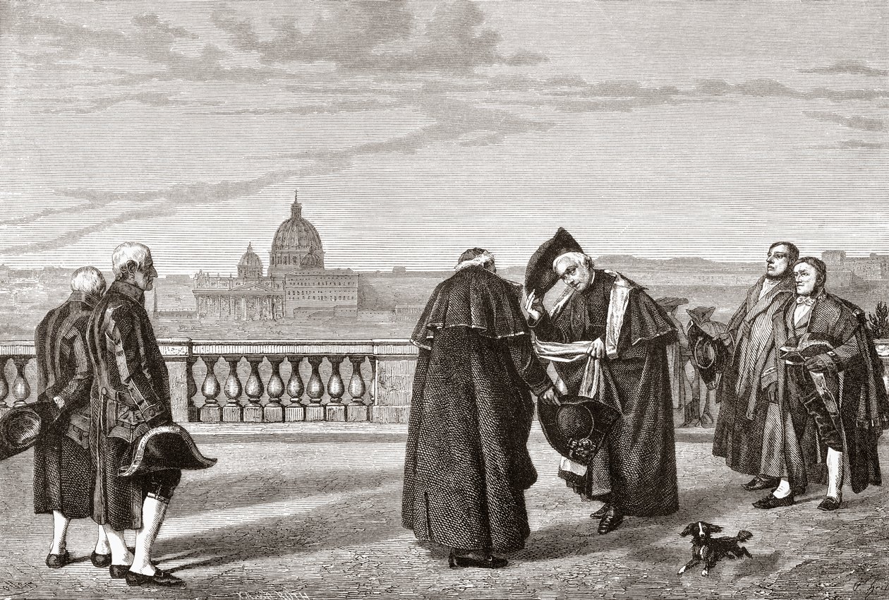 No Monte Pinciano, em Roma, Itália, com a Basílica de São Pedro ao fundo, no final do século XIX. De Italian Pictures do Rev. Samuel Manning, publicado por volta de 1890. de Reverend Samuel Manning