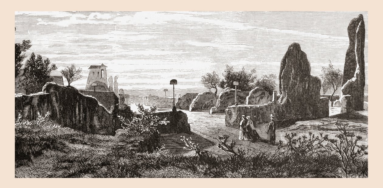 Ruínas do Palácio dos Césares, Monte Palatino, Roma, Itália, no final do século XIX. De Italian Pictures by Rev. Samuel Manning, publicado em 1890. de Reverend Samuel Manning