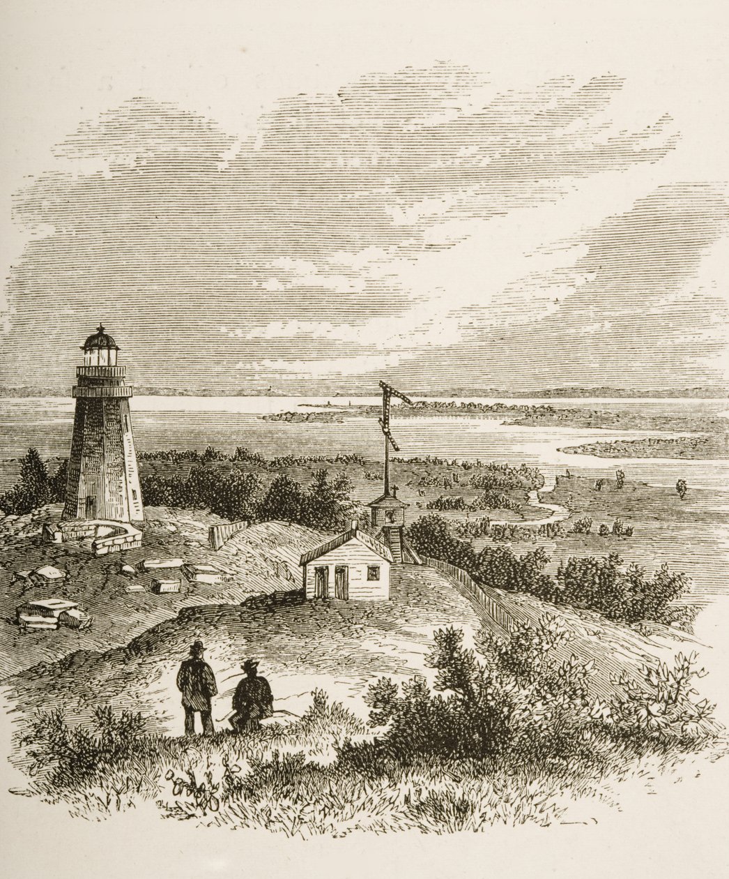 Sandy Hook New Jersey, vista do farol na década de 1870, c.1880 de Reverend Samuel Manning