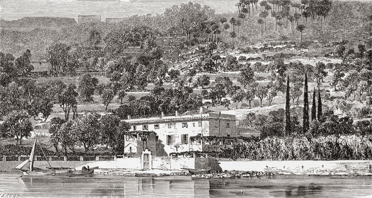 A ilha de Palmaria, em frente a La Spezzia, Itália, no final do século XIX. De Italian Pictures do Rev. Samuel Manning, publicado por volta de 1890. de Reverend Samuel Manning