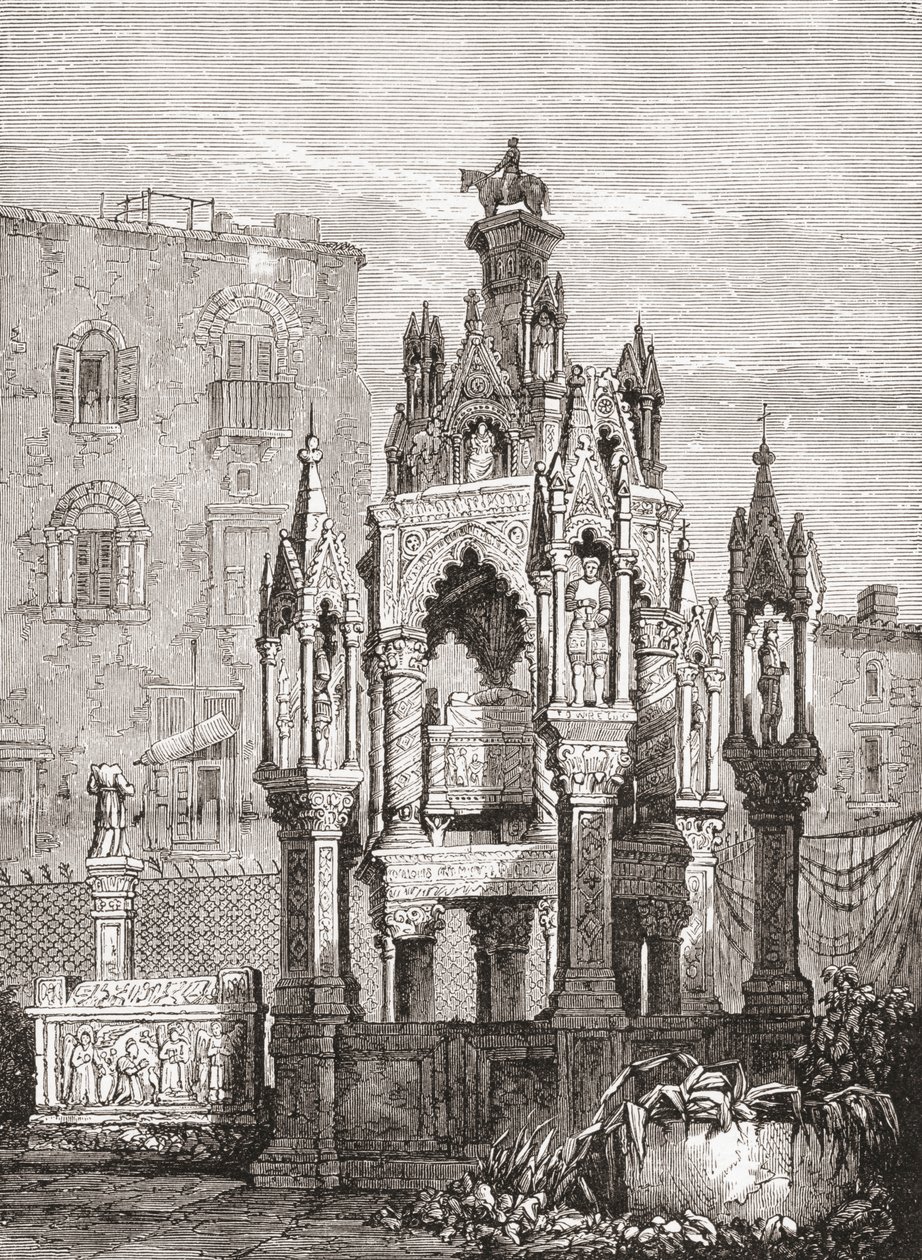 Os túmulos de Scaliger, Verona, Itália, no final do século XIX. De Italian Pictures do Rev. Samuel Manning, publicado em 1890. de Reverend Samuel Manning