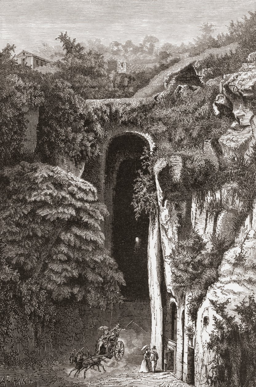 O túmulo de Virgílio, em Nápoles, no sul de Itália, no final do século XIX. De Italian Pictures do Rev. Samuel Manning, publicado por volta de 1890. de Reverend Samuel Manning