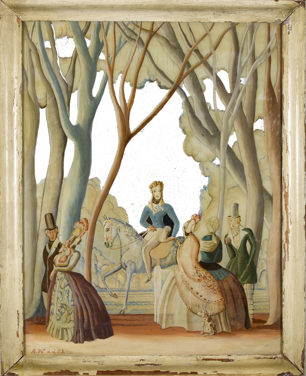 Figuras que promenading em um parque arborizado, c.1930 (óleo no vidro) de Rex Whistler