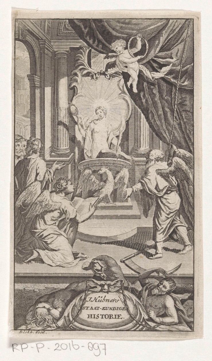 Pai Tempo revela a história A história política de J. Huebner (título no objeto) Página de rosto para: Johann Hübner, perguntas concisas da história política, 1719 de Reynier Blokhuysen
