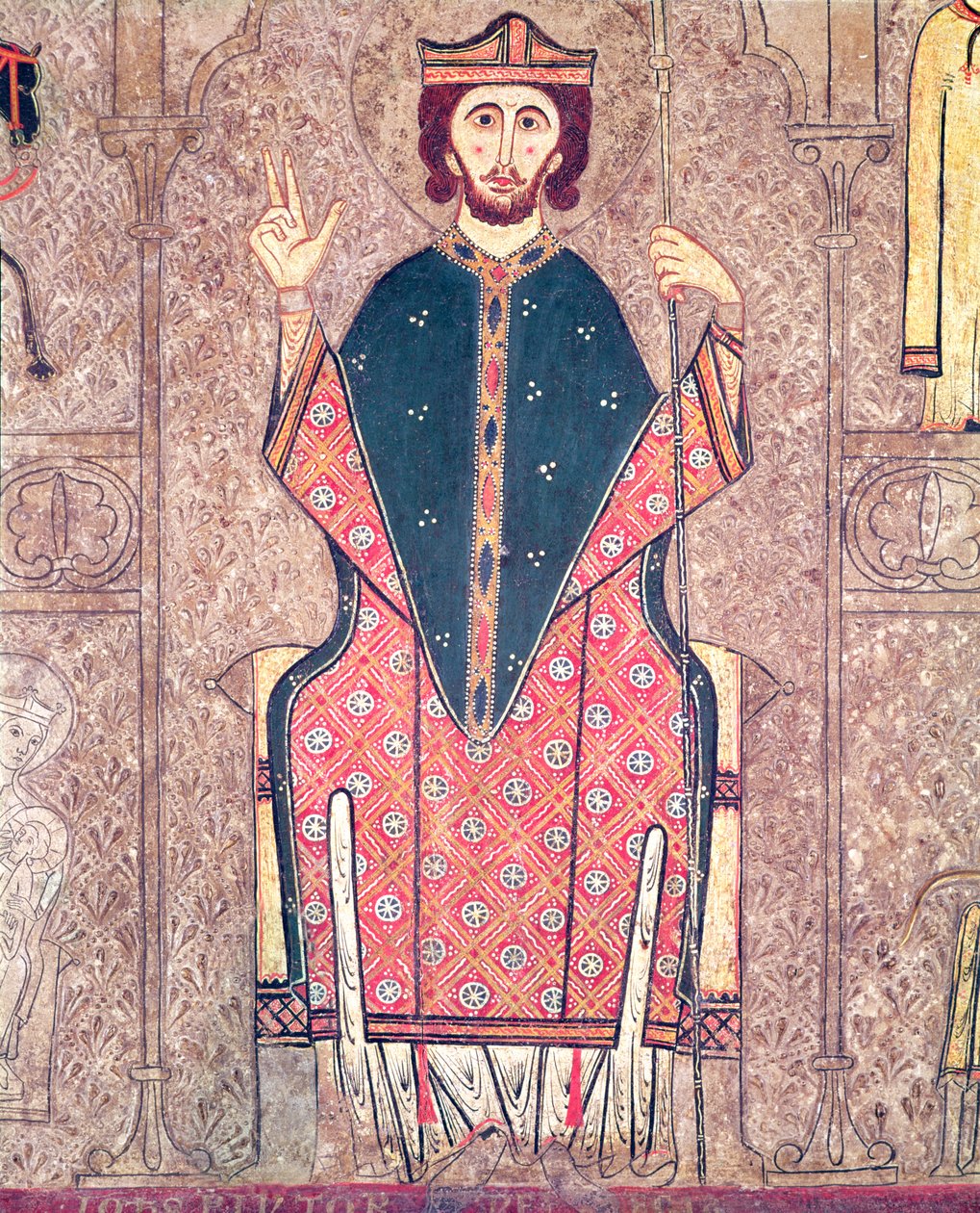 St. Martin de Tours, detalhe de um altar frontal da Igreja de Saint Martin, Chia, 1150-1200 (têmpera no painel) (detalhe de 498163) de Ribagorça Workshop Johannes Pintor