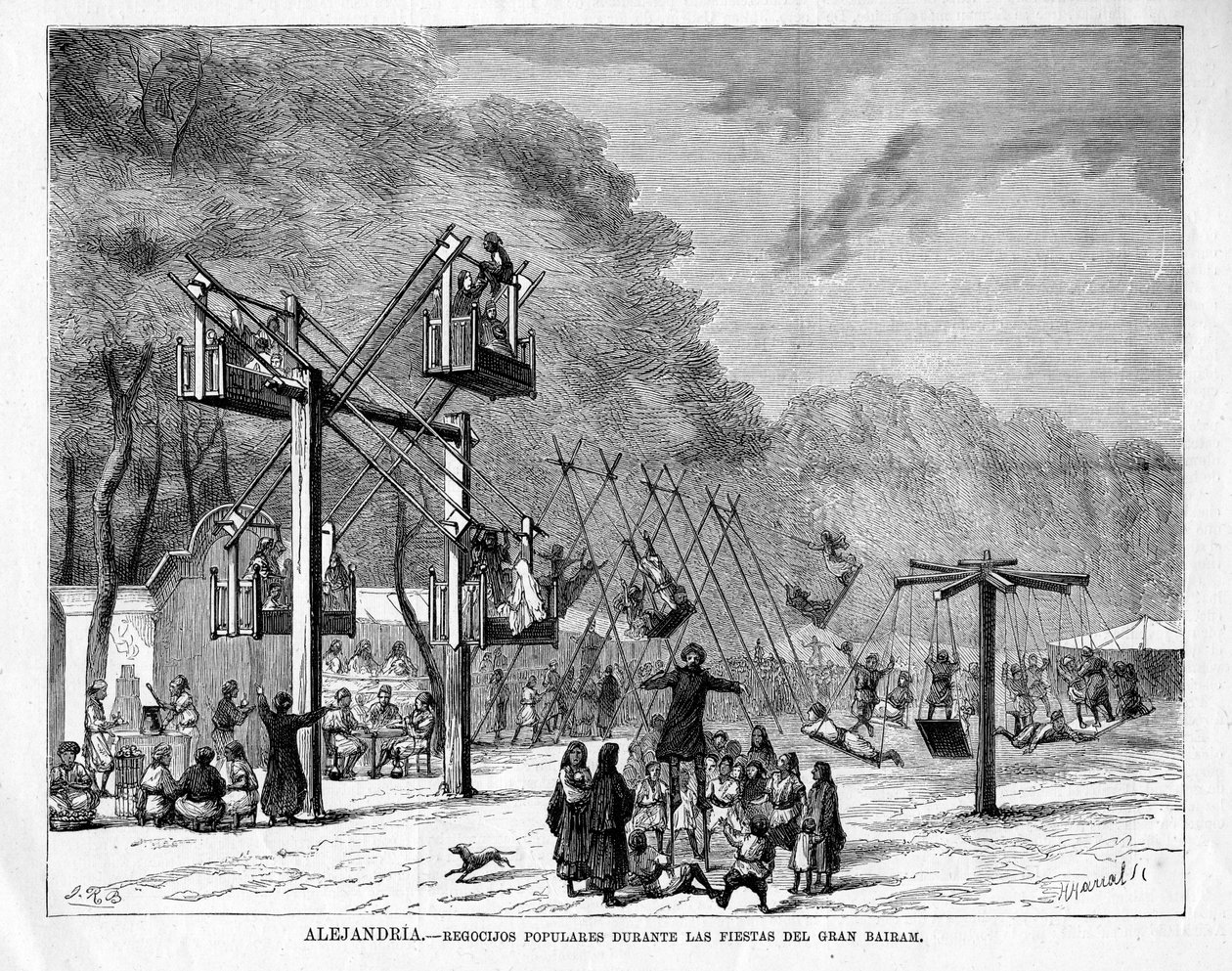 Alegria popular durante o festival Greater Bairam em Alexandria, Egito, 1876 de Ricardo Balaca y Canseco