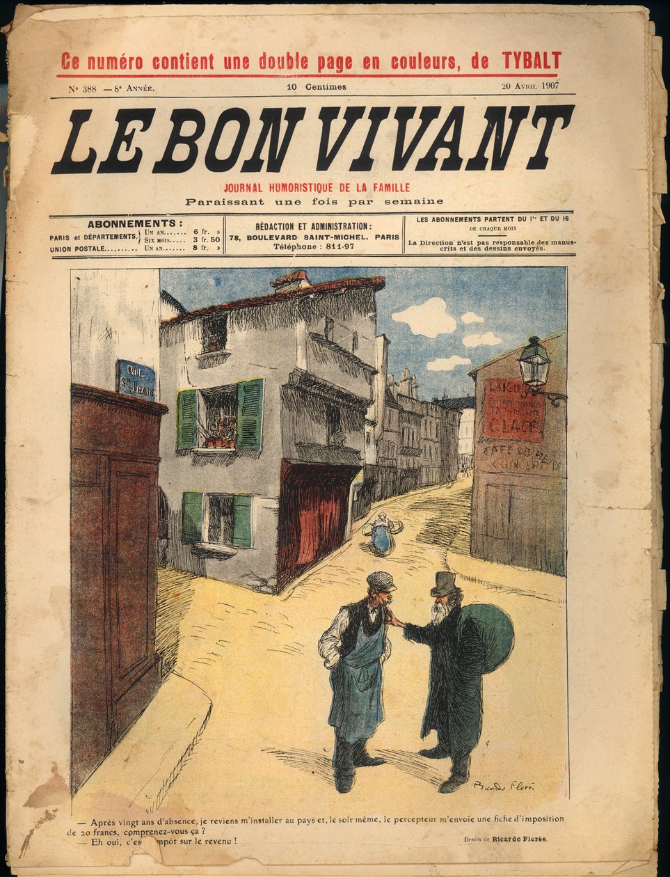 Capa da revista "Le Bon Vivant", N° 388, 20 de Abril de 1907 (papel imprimé) de Ricardo Flores
