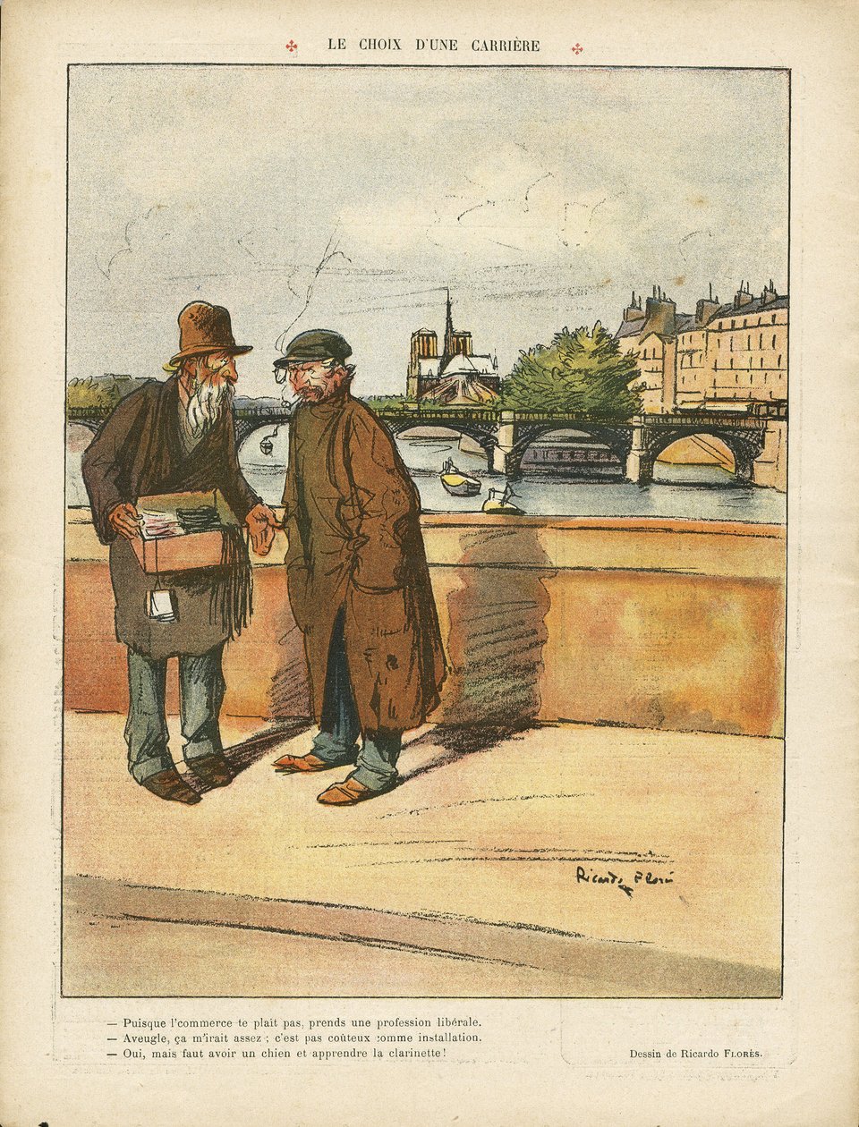 Ilustração de Ricardo Flores (1878-1918) em Le Rire, 06/03/09 - Le choix d
