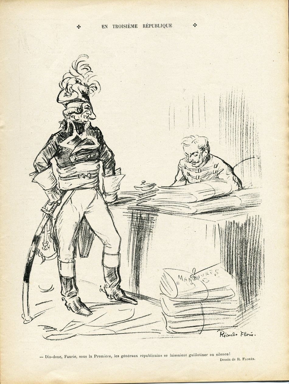Ilustração de Ricardo Flores (1878-1918) em Le Lire, 29/11/13 - Na Terceira República - Iere Republique - General Generaux, Baptiste Faurie (1853-1938) de Ricardo Flores