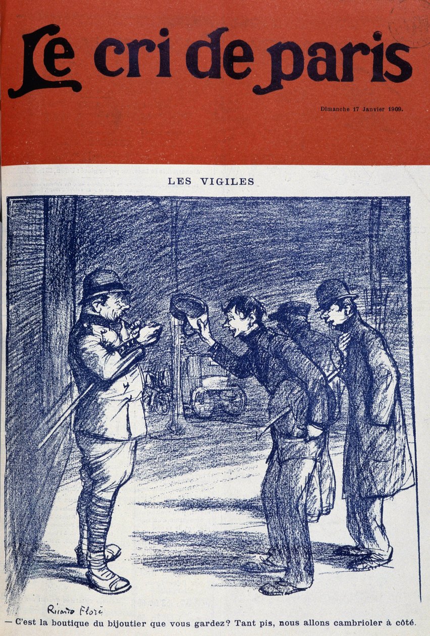 Vigílias e assaltantes, por Ricardo Flore - "O Cree de Paris" de 17/01/1909. de Ricardo Flores