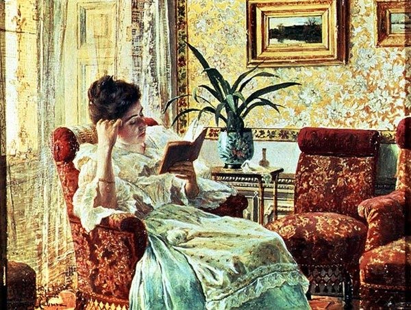 Leitura de mulheres (óleo sobre tela) de Ricardo Lopez Cabrera