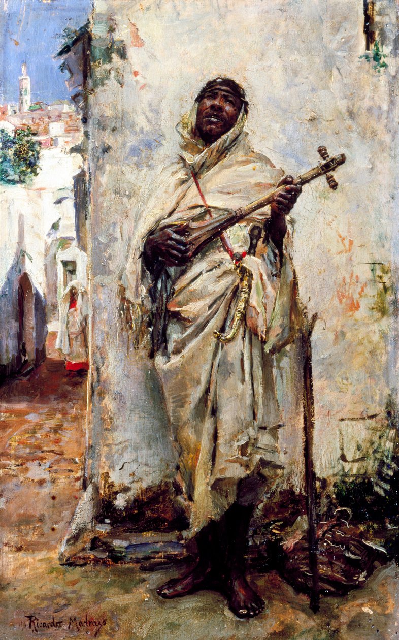 Músico árabe. Pintura de Ricardo de Madrazo Y Garreta (1852-1917). Óleo sobre madeira. Coleção particular. de Ricardo de Madrazo y Garreta