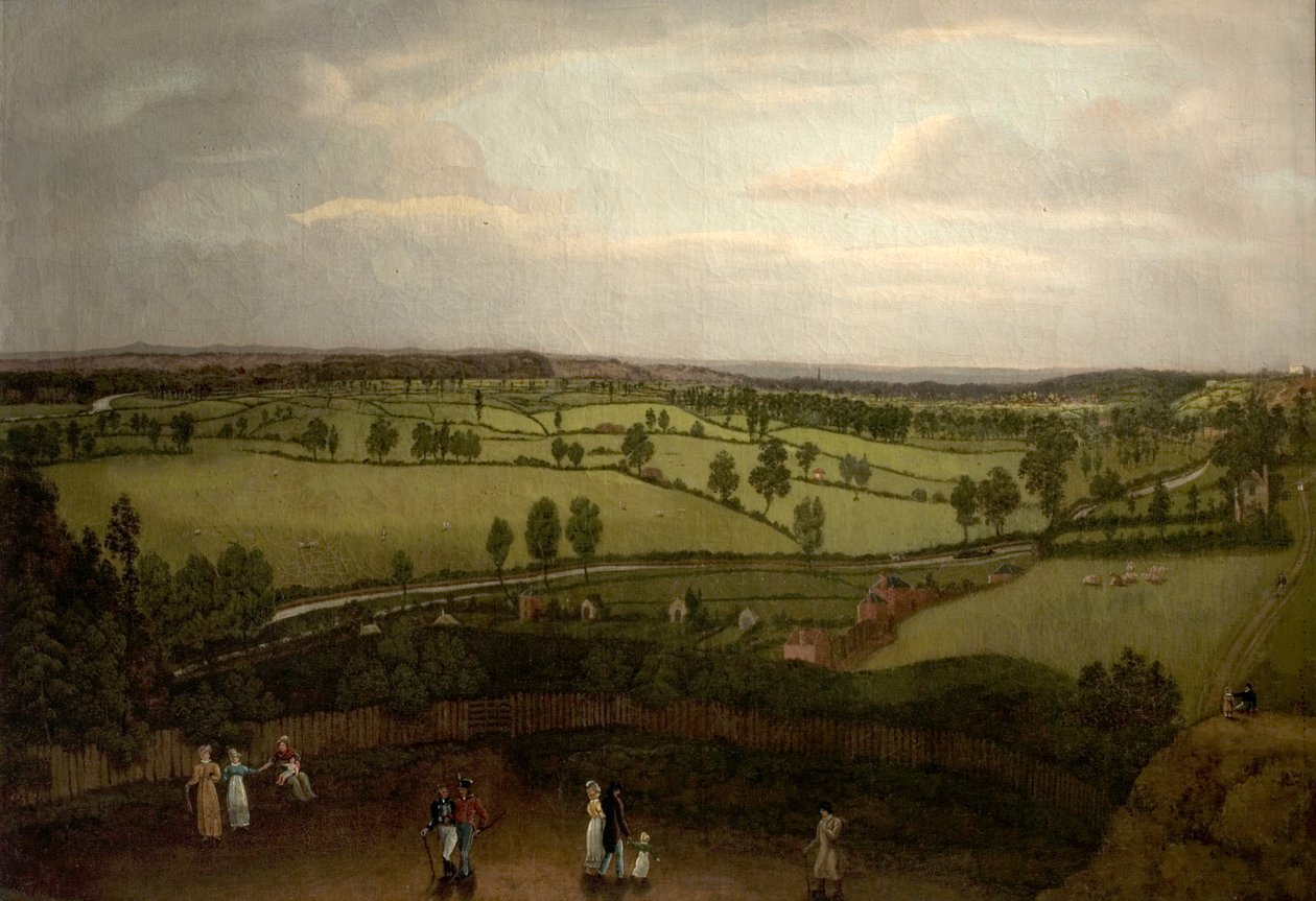 Nottingham Meadows do penhasco da rocha, onde a estrada de Lenton transforma em Park Valley de Richard Bonington