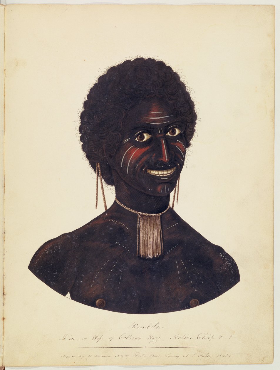 Wambela, esposa de Cobbawn Wogi, chefe nativo de Port Stephen, NSW, 1820 de Richard Browne