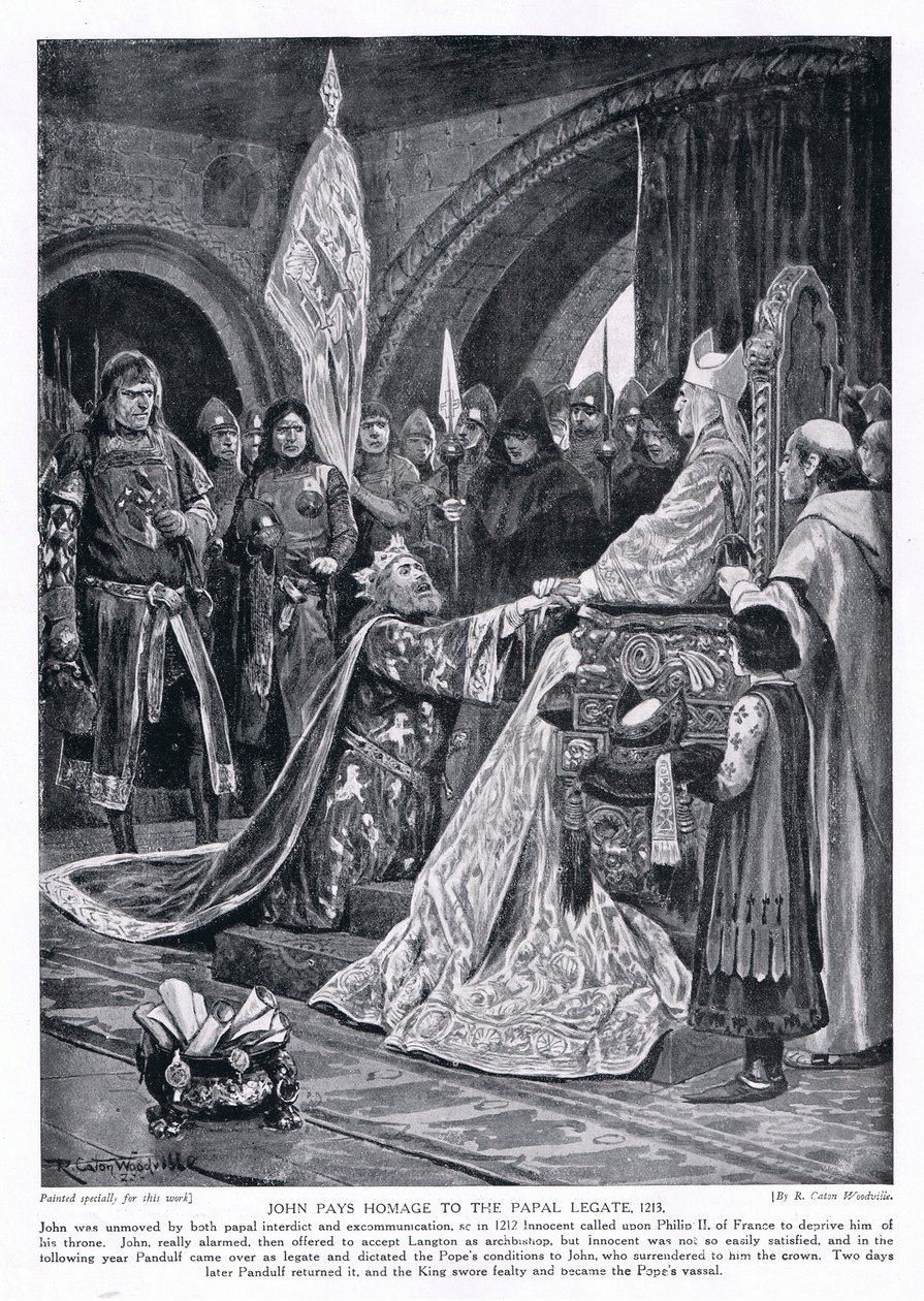 João presta homenagem ao legado papal AD1213, década de 1920 de Richard Caton Woodville junior