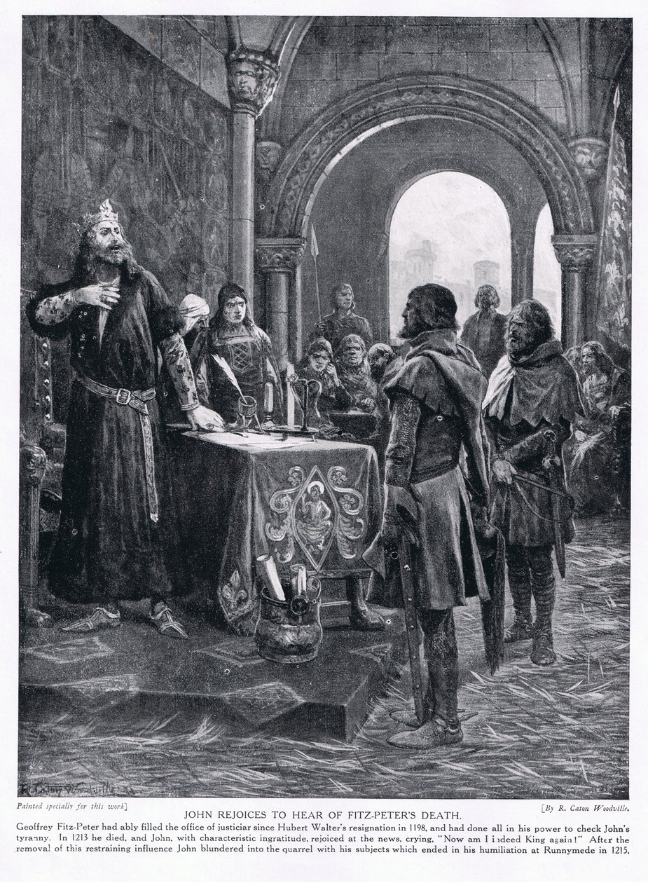 John se alegra ao ouvir da morte de Fitz-Peters AD1198, 1920 de Richard Caton Woodville junior